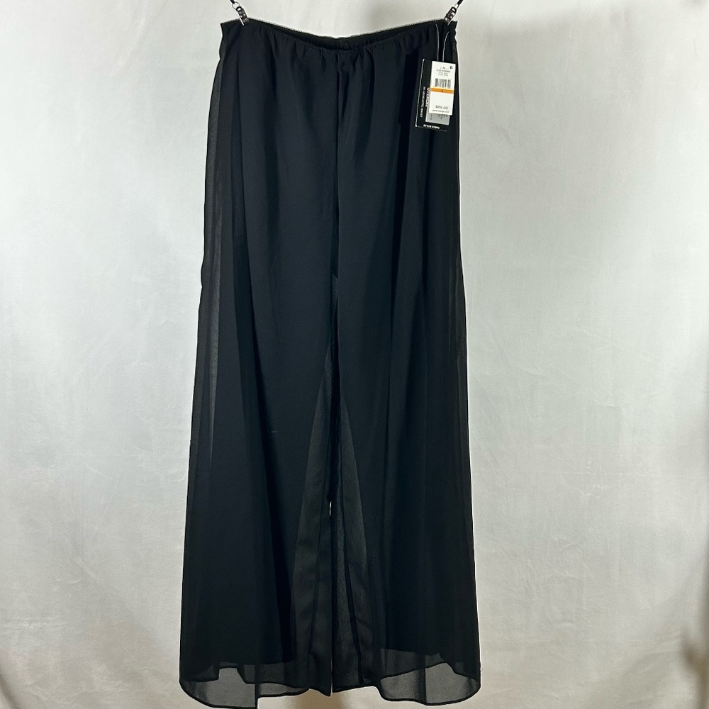 NWT Alex Evenings SZ. Sm Wide - Leg Chiffon Overlay Pants